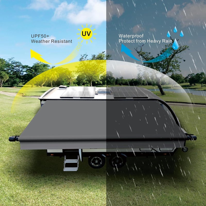 Dulepax استبدال قماش مظلة RV (قماش 11'2") قماش فينيل ثقيل الوزن 16 أونصة لمخيمات، استبدال مظلة مخيم عالمي لجميع علامات مظلات المقطورات رمادي - Image 3